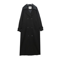 長さ10cm違いの2タイプ PUレザー二重襟付きトレンチコート