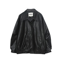 ラグジュアリーPUレザー 襟付きオーバーサイズ ブルゾン