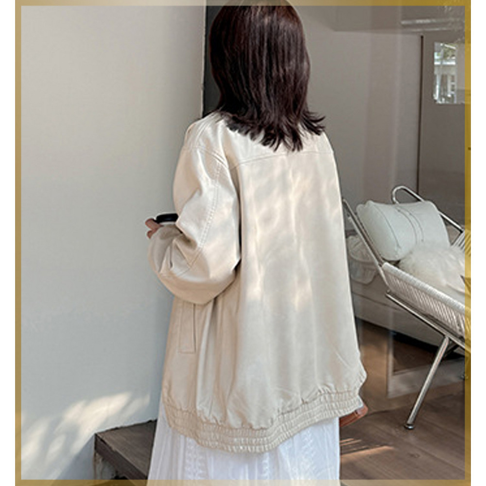 ラグジュアリーPUレザー 襟付きオーバーサイズ ブルゾン16