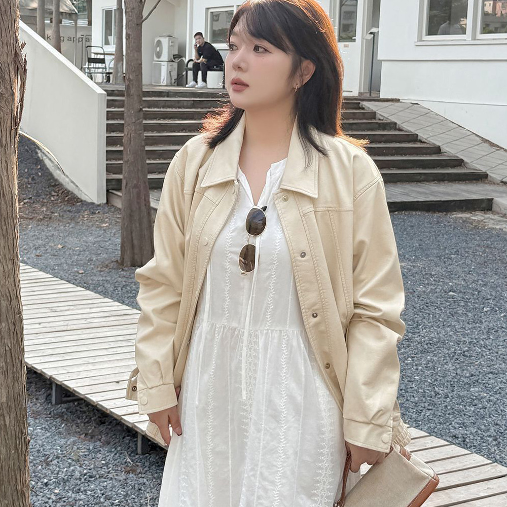 ラグジュアリーPUレザー 襟付きオーバーサイズ ブルゾン5