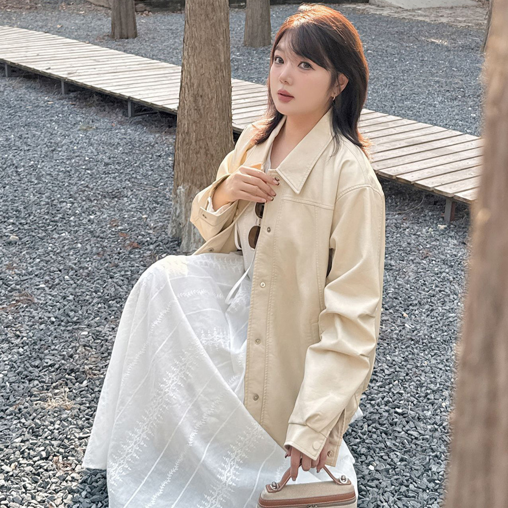 ラグジュアリーPUレザー 襟付きオーバーサイズ ブルゾン6