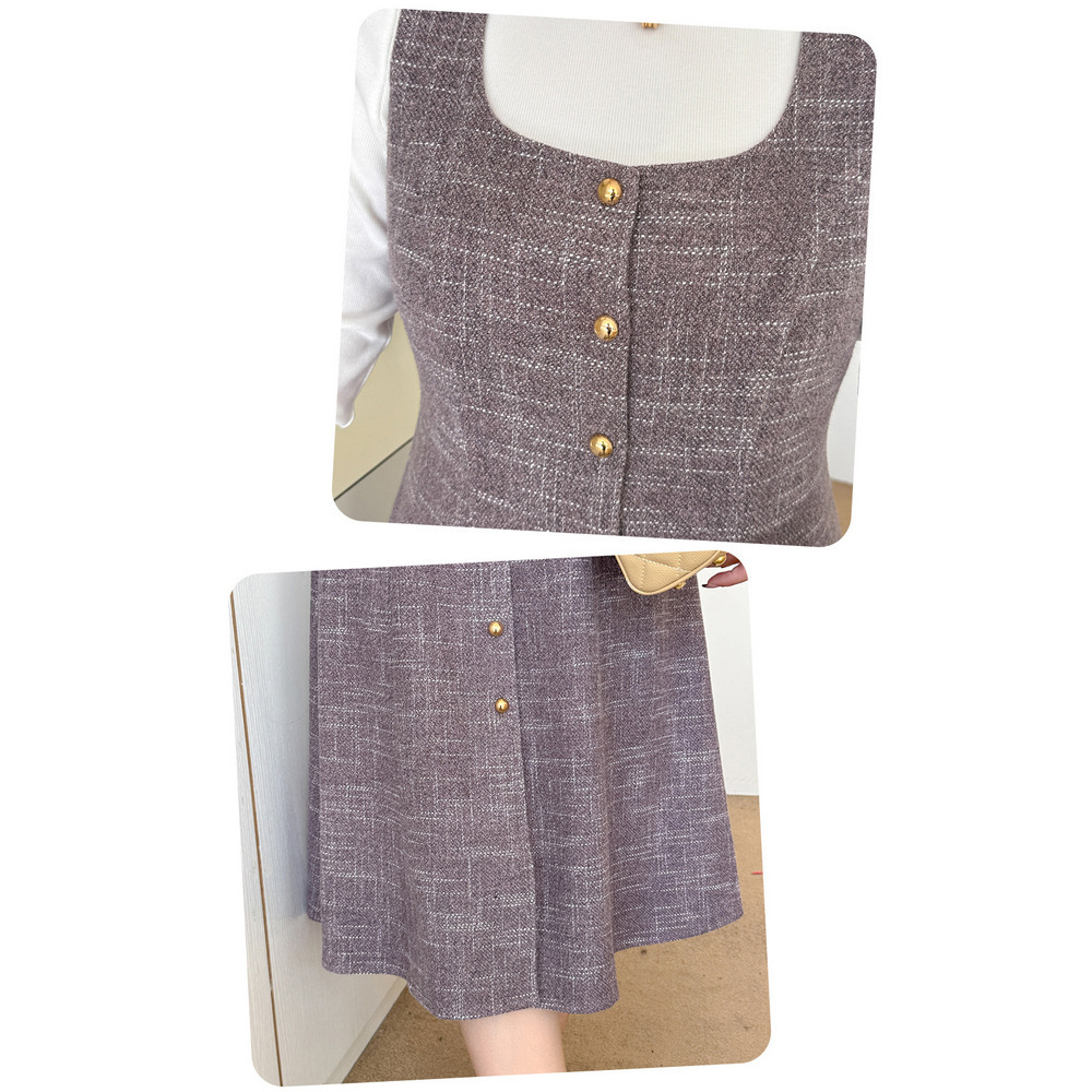 リブニットトップスとウールライク生地ジャンパースカート セットアップ15