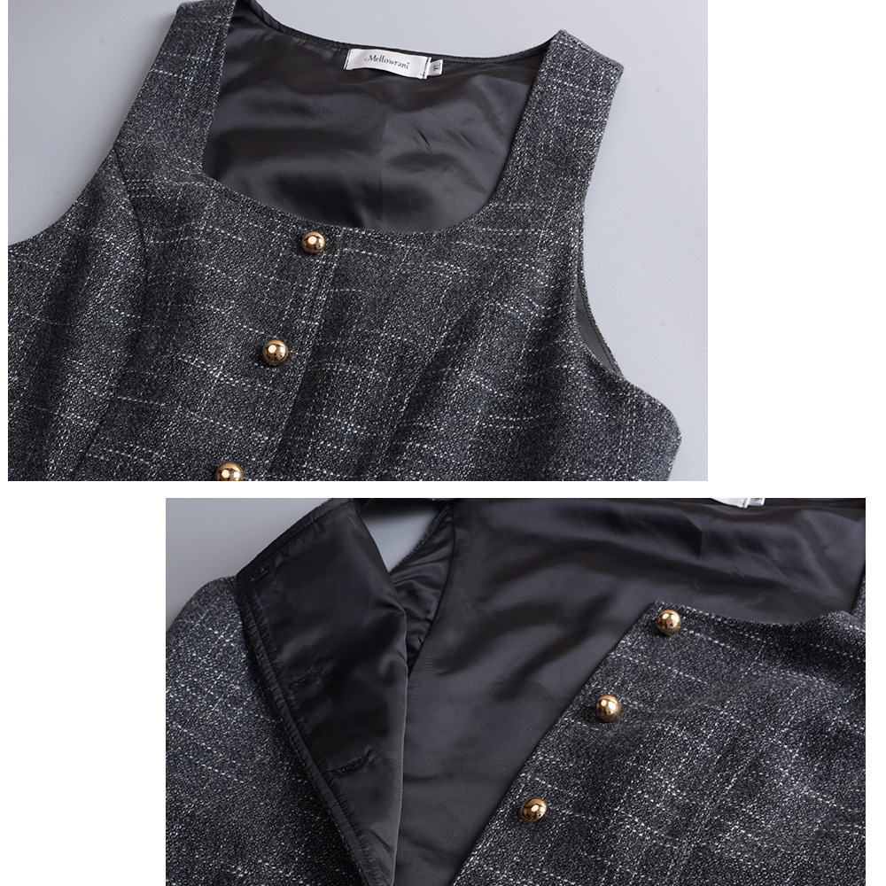 リブニットトップスとウールライク生地ジャンパースカート セットアップ9