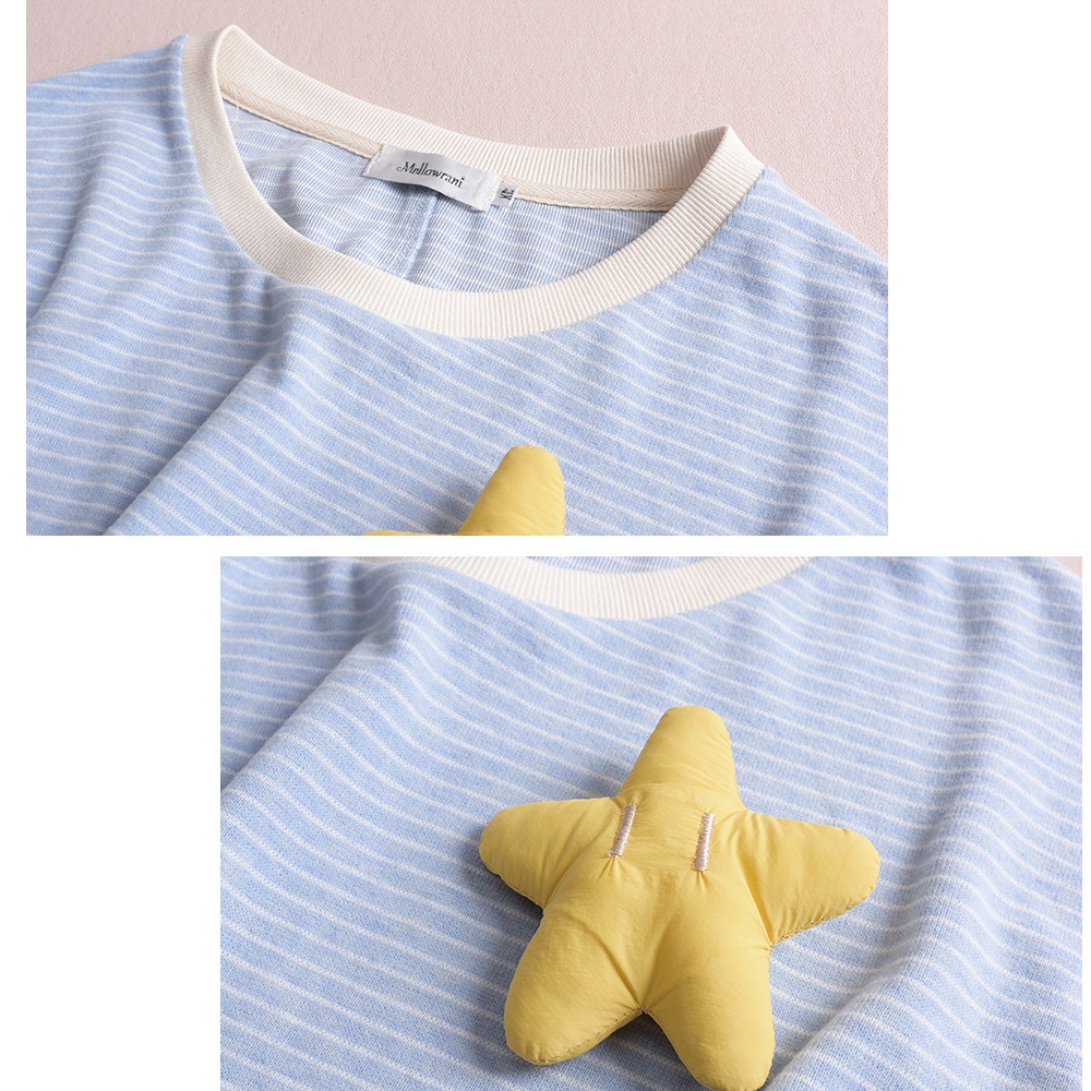 星モチーフ付き 細ボーダー オーバーサイズ ニットプルオーバー10