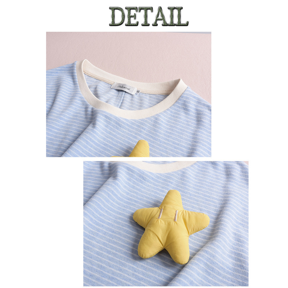 星モチーフ付き 細ボーダー オーバーサイズ ニットプルオーバー15