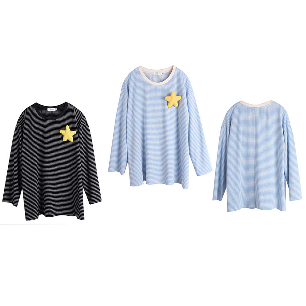 星モチーフ付き 細ボーダー オーバーサイズ ニットプルオーバー17