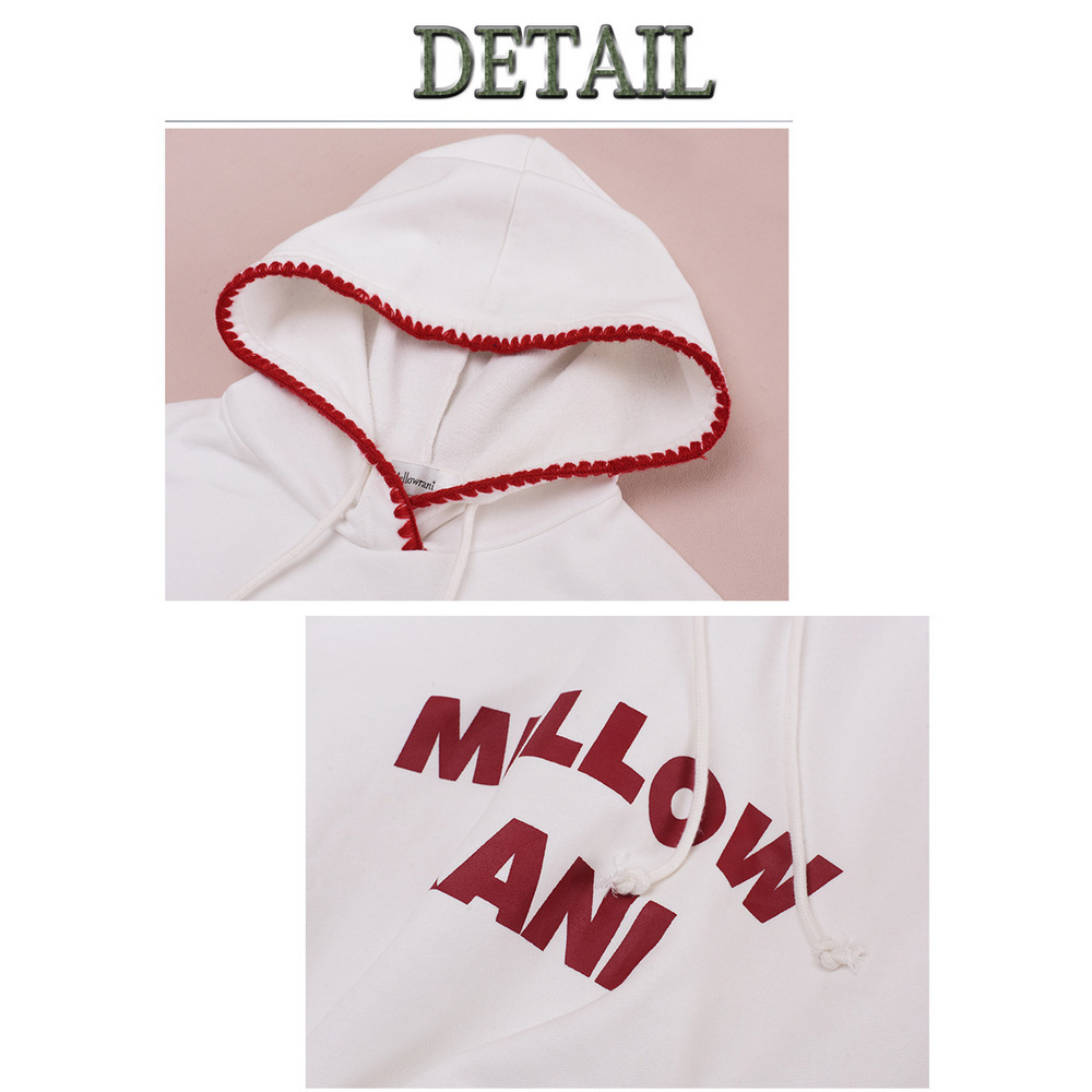 裏起毛の暖かで柔らかい刺繍縁取りスウェットプルオーバーパーカー15