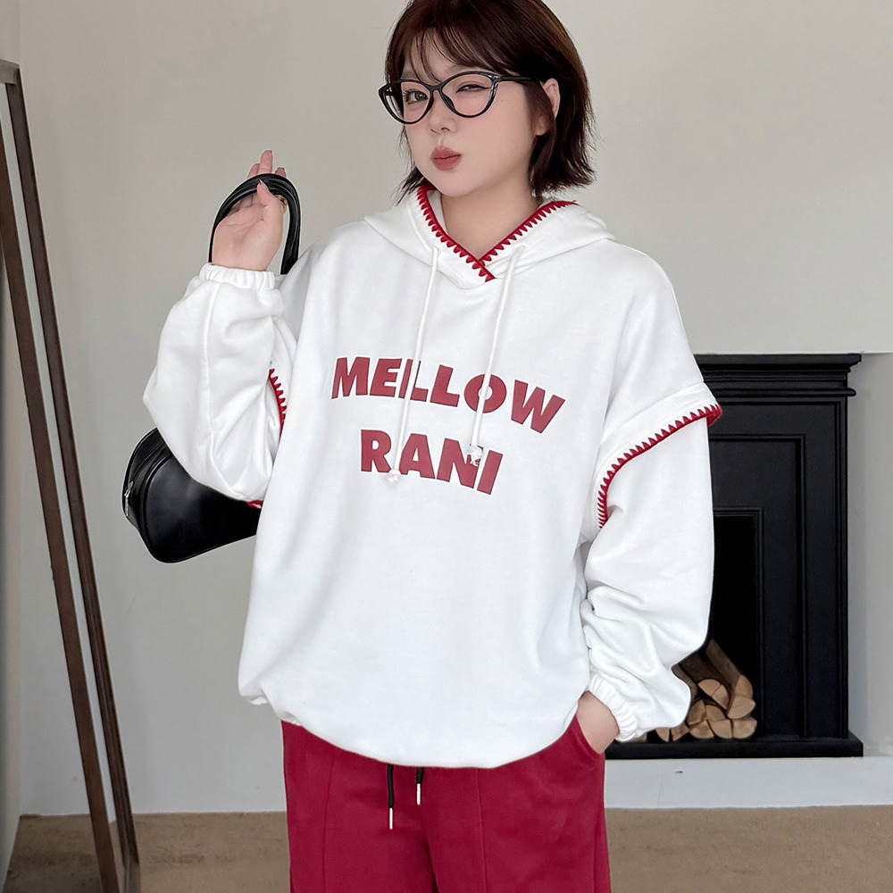 裏起毛の暖かで柔らかい刺繍縁取りスウェットプルオーバーパーカー1