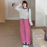 ニット複合生地の暖かで柔らかいスウェットシミターカジュアルパンツ