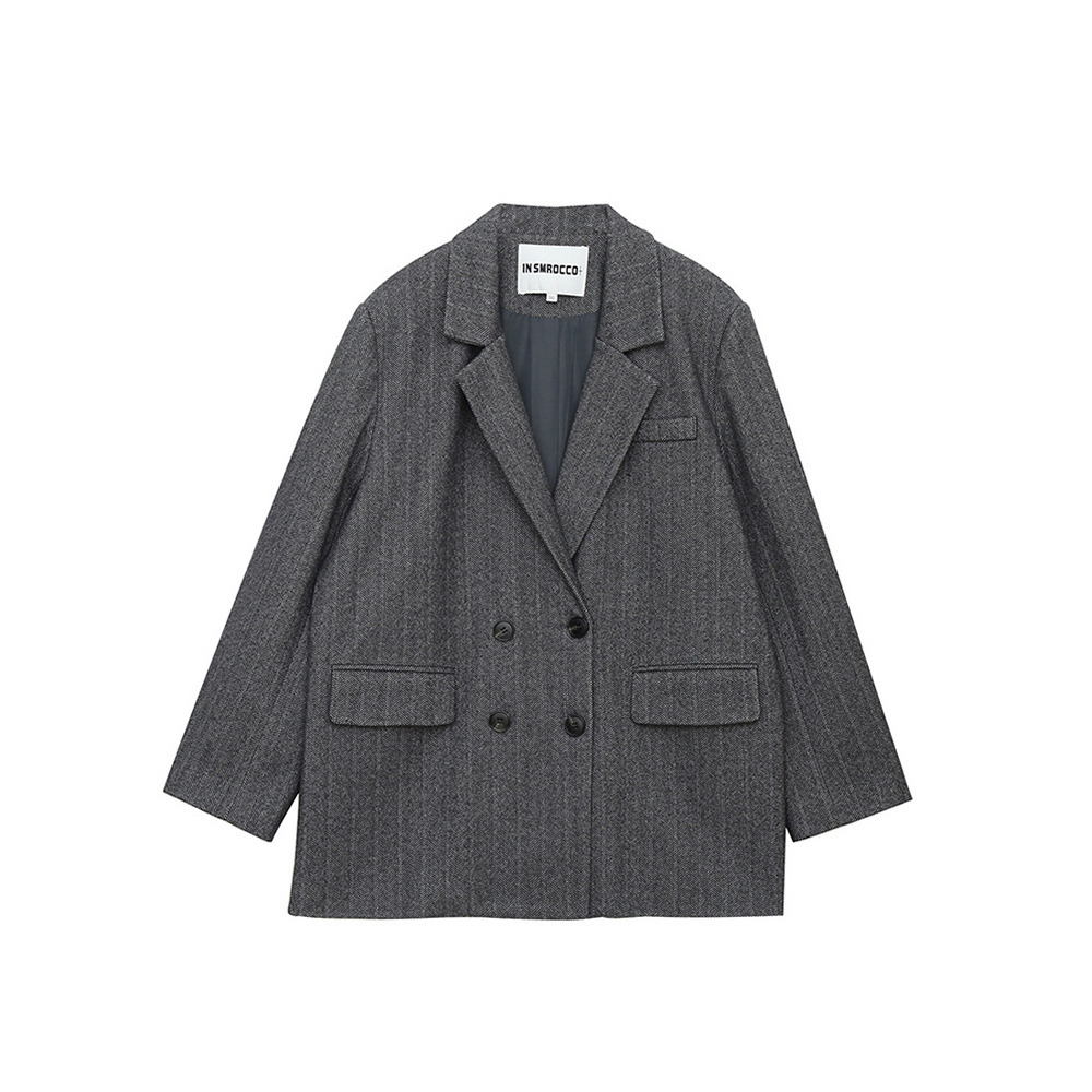 レトロなヘリンボーンウールライク生地のスカート12