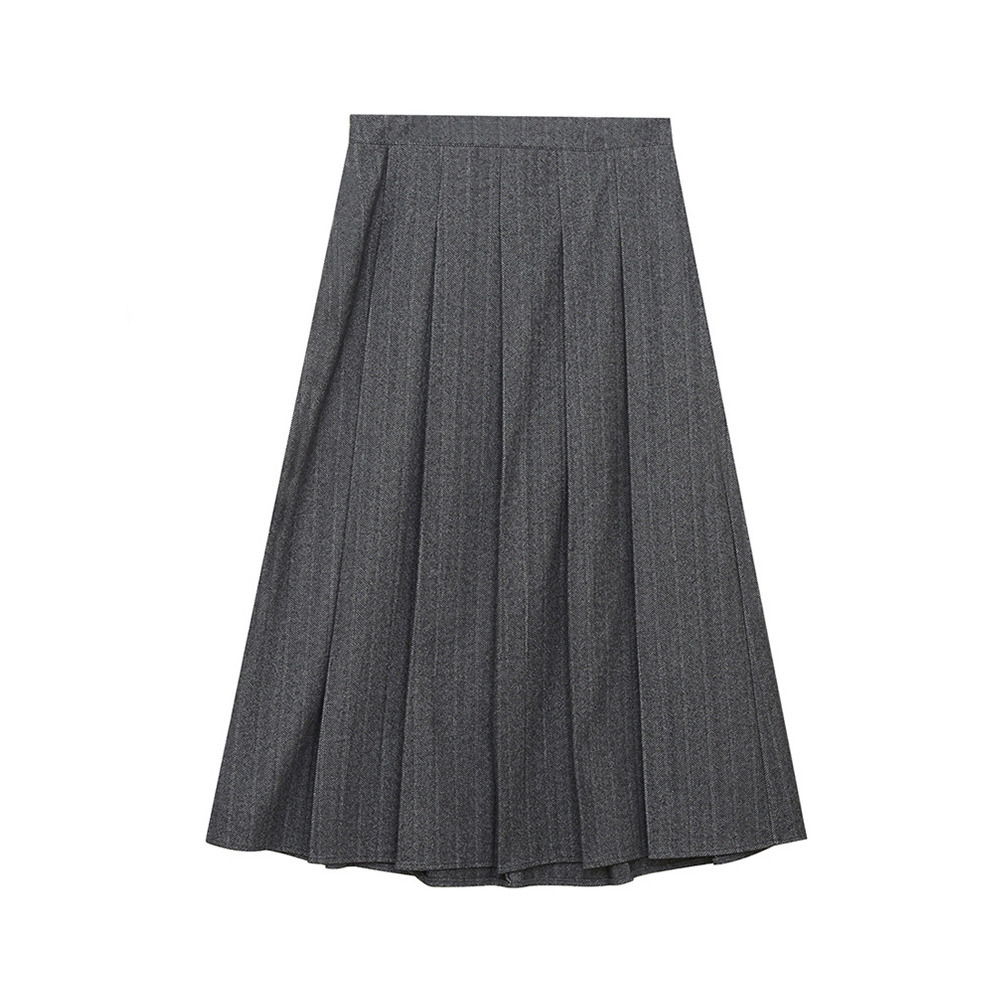 レトロなヘリンボーンウールライク生地のスカート13