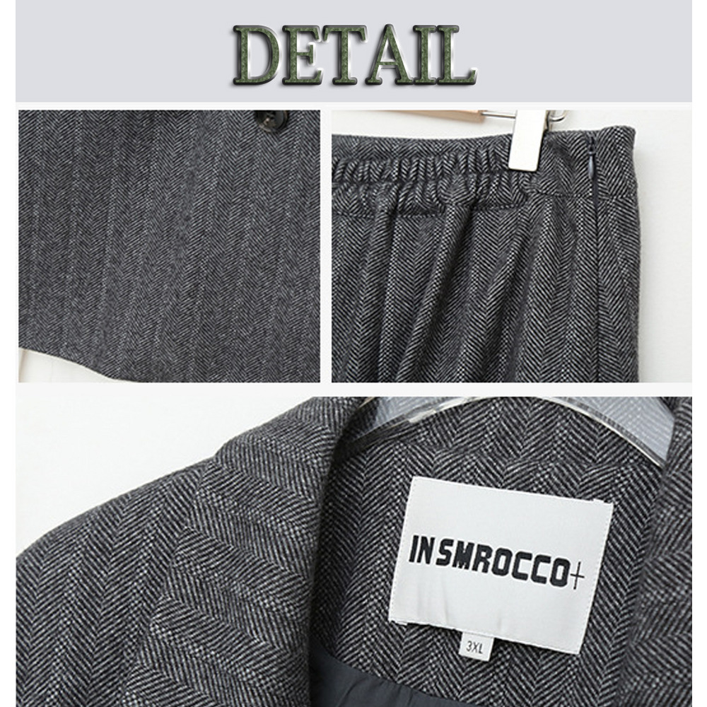 レトロなヘリンボーンウールライク生地のスカート15