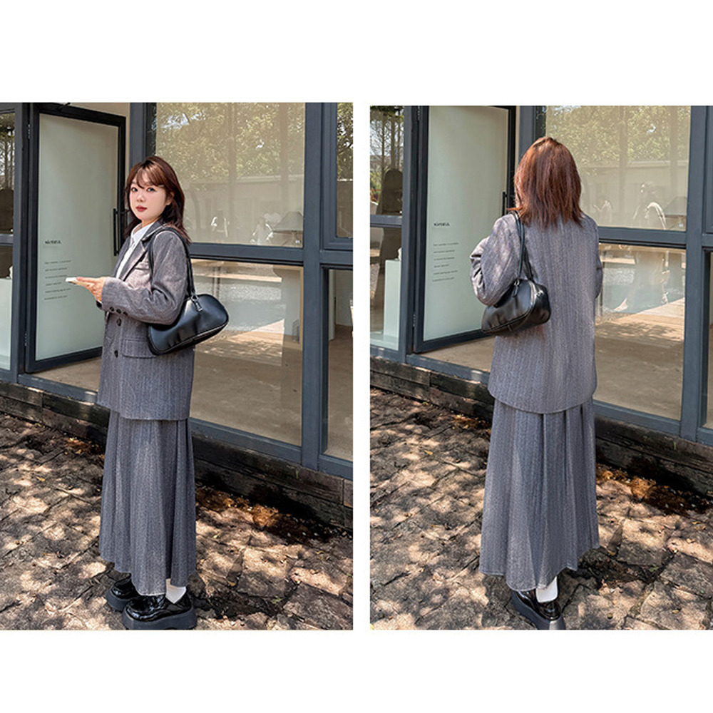 レトロなヘリンボーンウールライク生地のスカート9