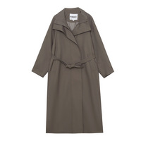 シンプルでスタイリッシュなツイル素材Aラインロングコート