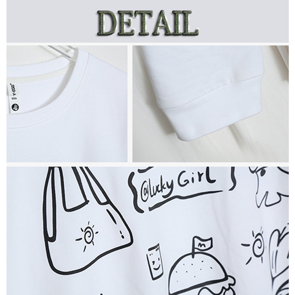 手書き風のイラストプリントが大人可愛いコットン100%長袖トップス16