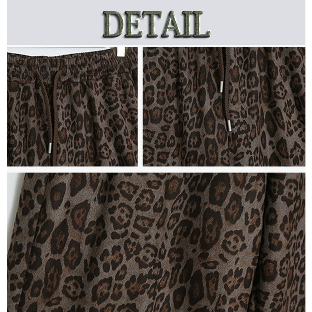 しっとりとしたピーチスキン ヒョウ柄ウエストゴム ワイドパンツ12