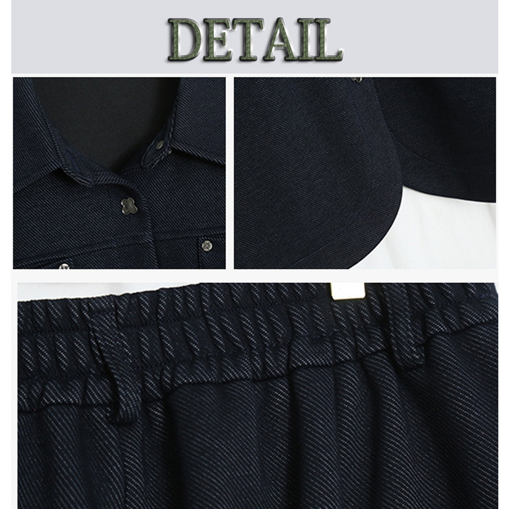 ショートジャケットとワイドパンツの綺麗めデニムパンツスーツ15