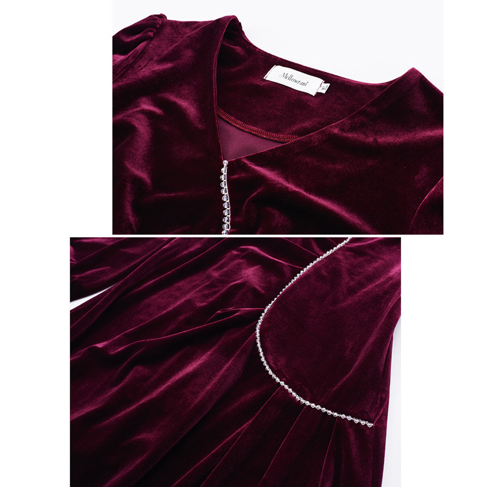 ウェーブラインが個性的でエレガント!ベルベットフレアワンピース11