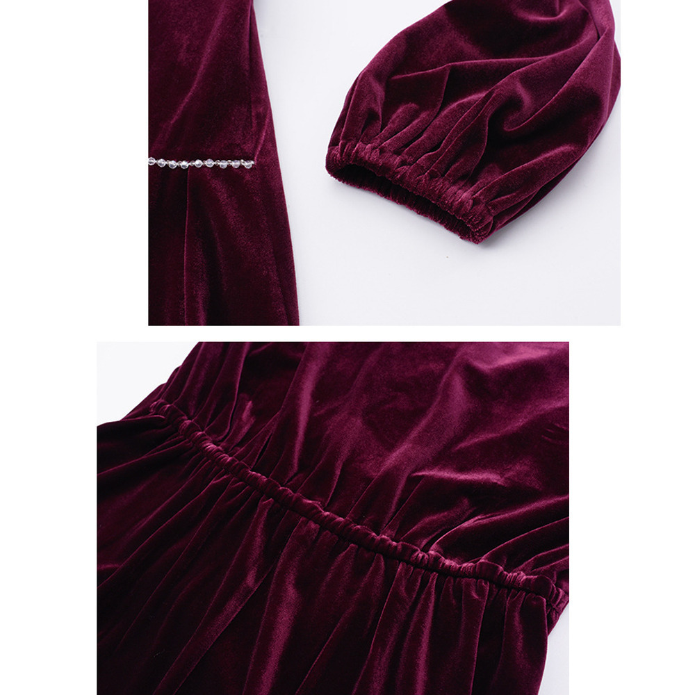 ウェーブラインが個性的でエレガント!ベルベットフレアワンピース12