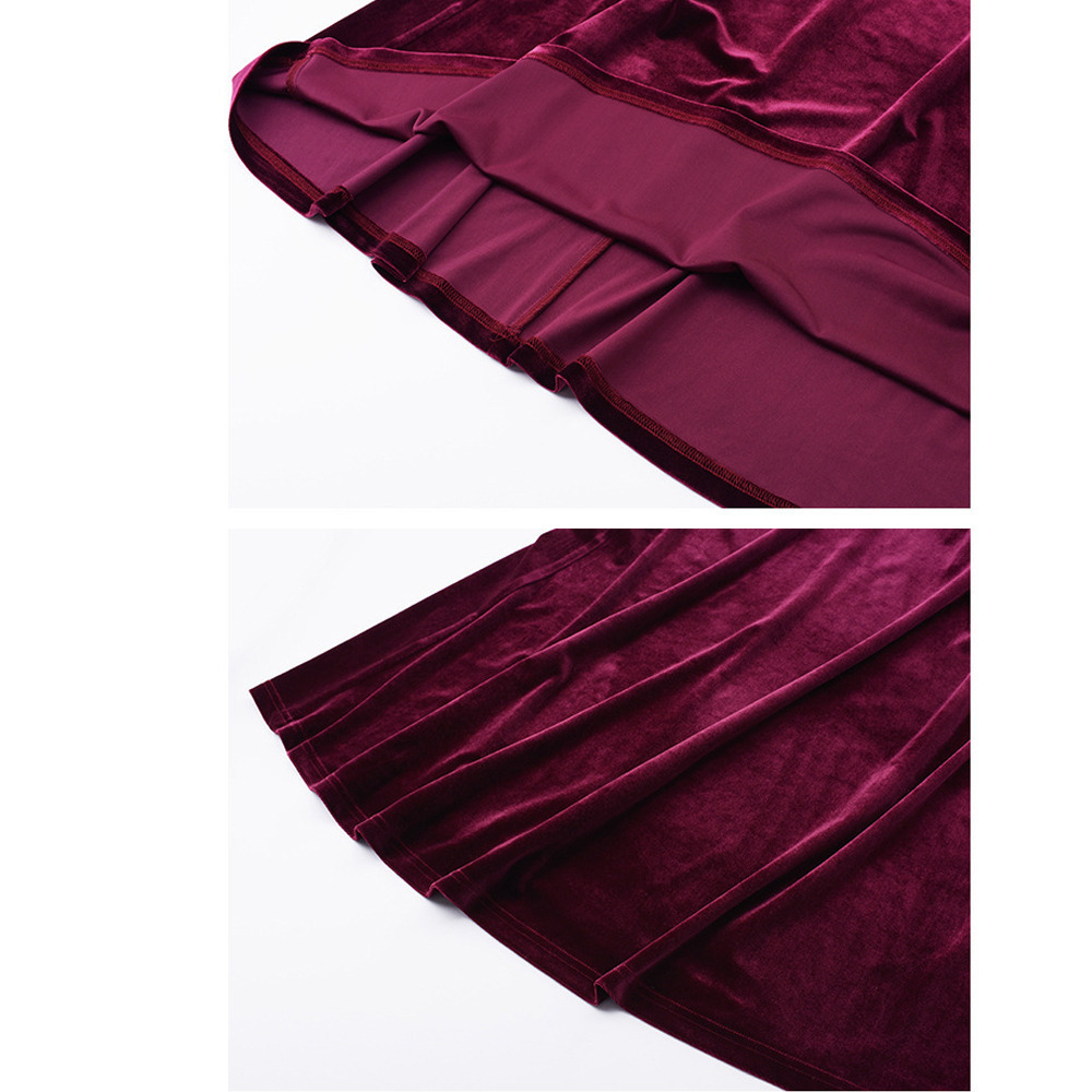 ウェーブラインが個性的でエレガント!ベルベットフレアワンピース13