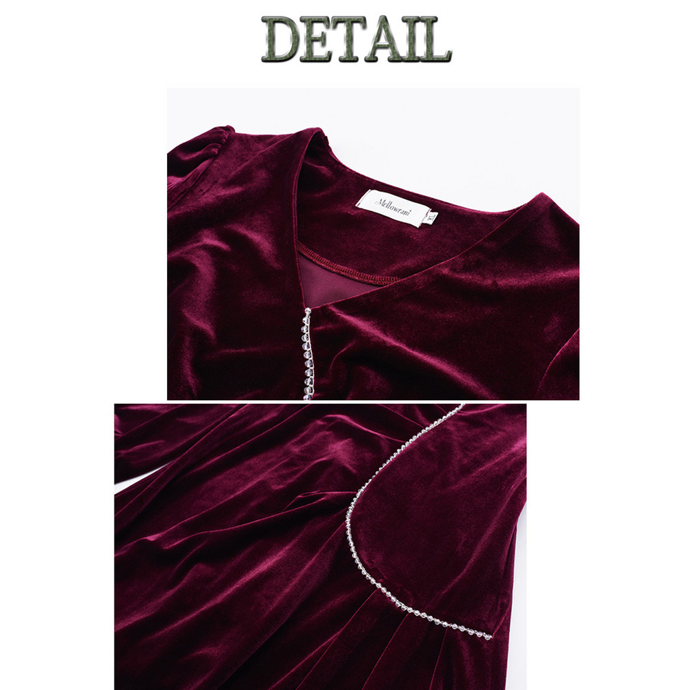 ウェーブラインが個性的でエレガント!ベルベットフレアワンピース17