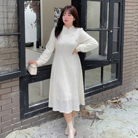 起毛裏地付きで見た目も着心地も暖か！起毛レースフレアワンピース