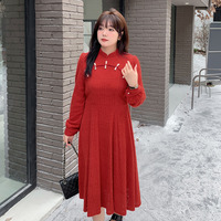 起毛裏地付きで見た目も着心地も暖か！起毛レースフレアワンピース