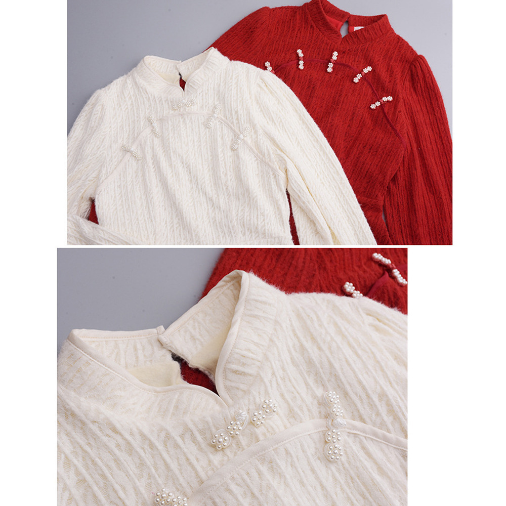 起毛裏地付きで見た目も着心地も暖か!起毛レースフレアワンピース13