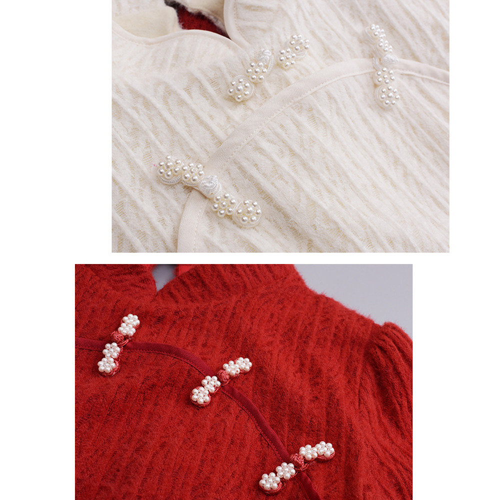 起毛裏地付きで見た目も着心地も暖か!起毛レースフレアワンピース14