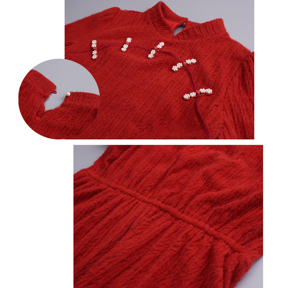 起毛裏地付きで見た目も着心地も暖か!起毛レースフレアワンピース15