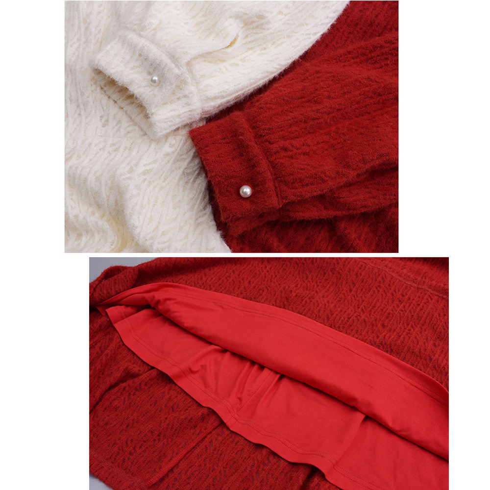 起毛裏地付きで見た目も着心地も暖か!起毛レースフレアワンピース16