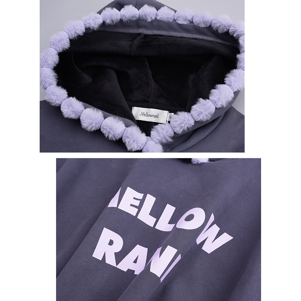 フードの配色ポンポンプリムが大人カワイイオーバーサイズパーカー10