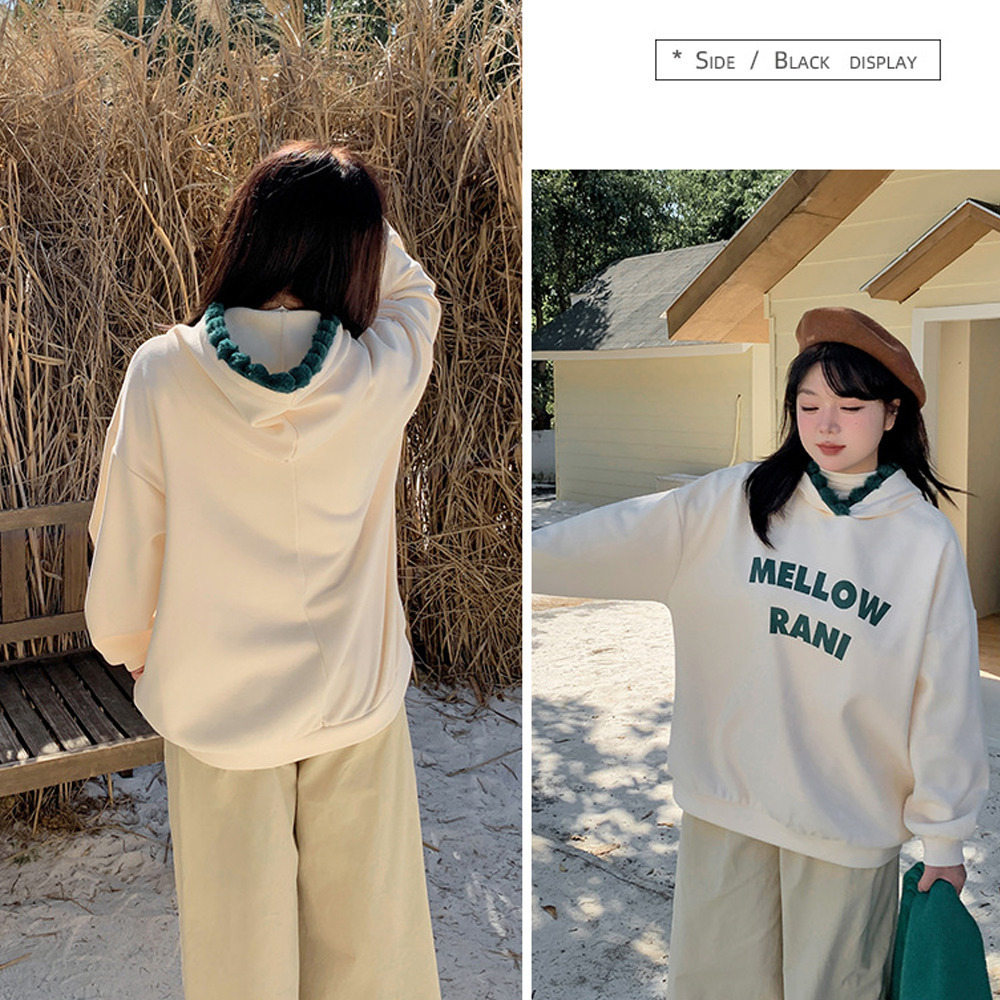 フードの配色ポンポンプリムが大人カワイイオーバーサイズパーカー8