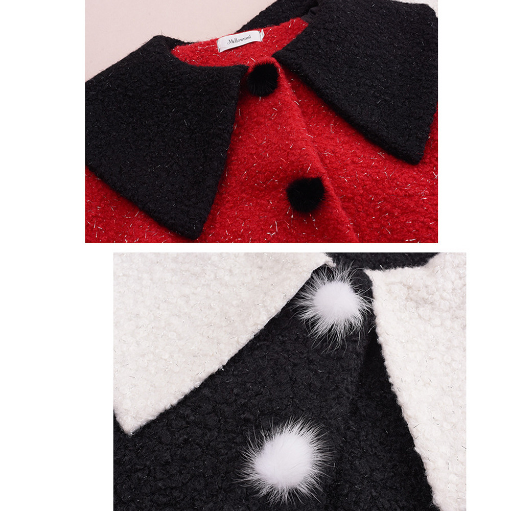 銀糸入ウールライク生地の配色ピーターパンカラーコート10