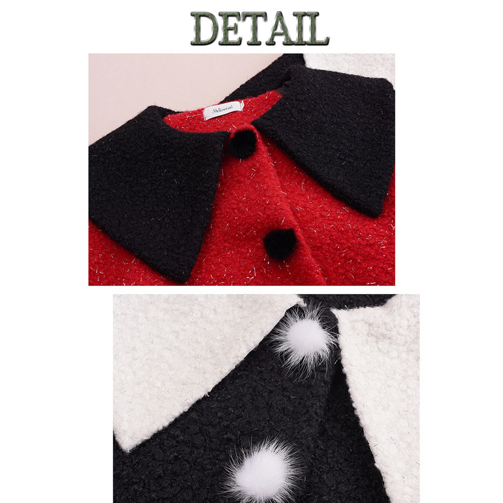 銀糸入ウールライク生地の配色ピーターパンカラーコート16