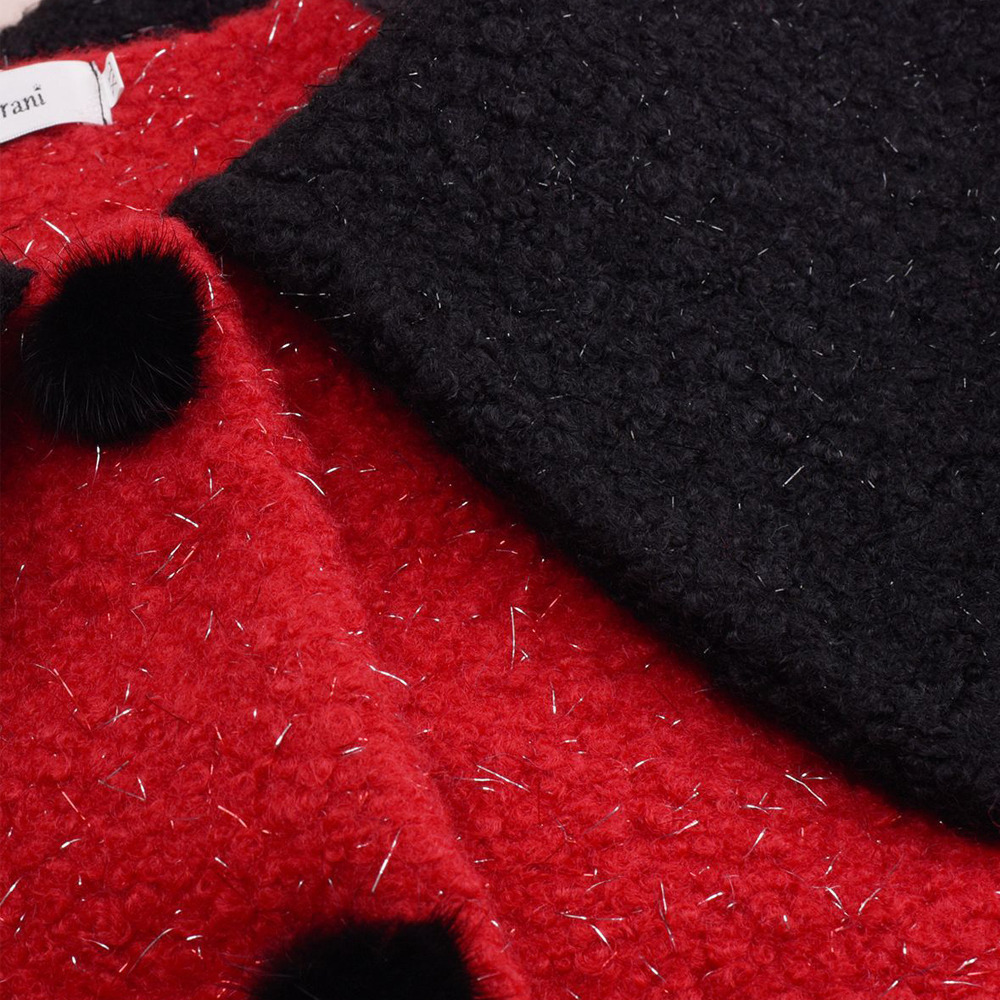 銀糸入ウールライク生地の配色ピーターパンカラーコート19