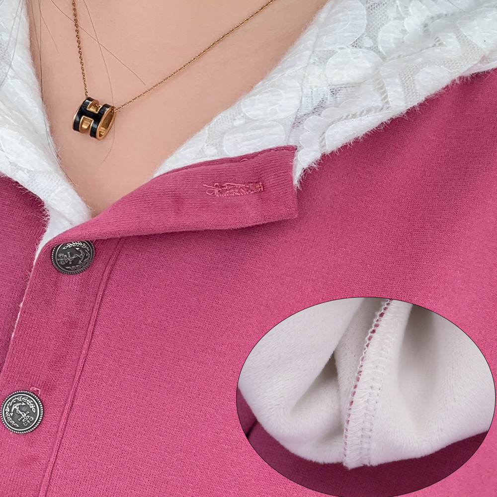 暖かくて大人可愛い起毛レースフード付き ウエストタックワンピース10