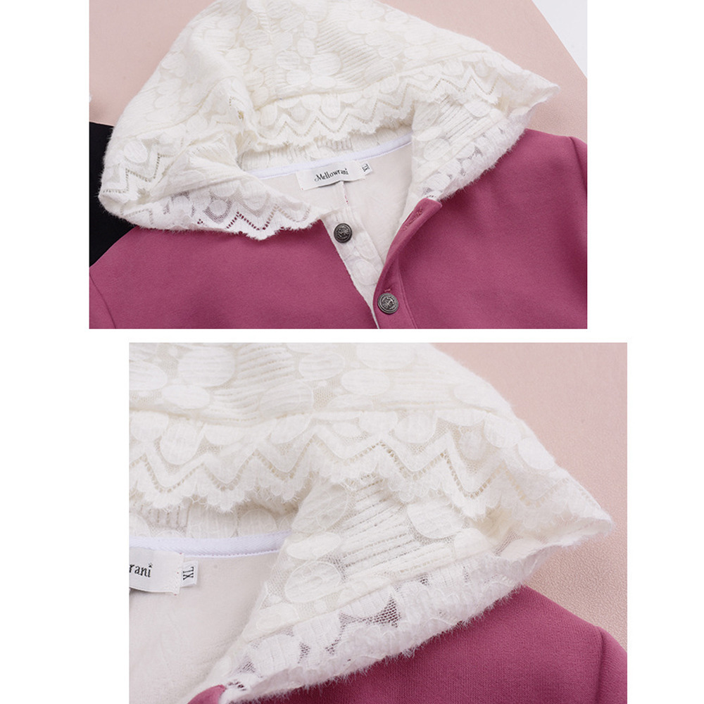 暖かくて大人可愛い起毛レースフード付き ウエストタックワンピース11