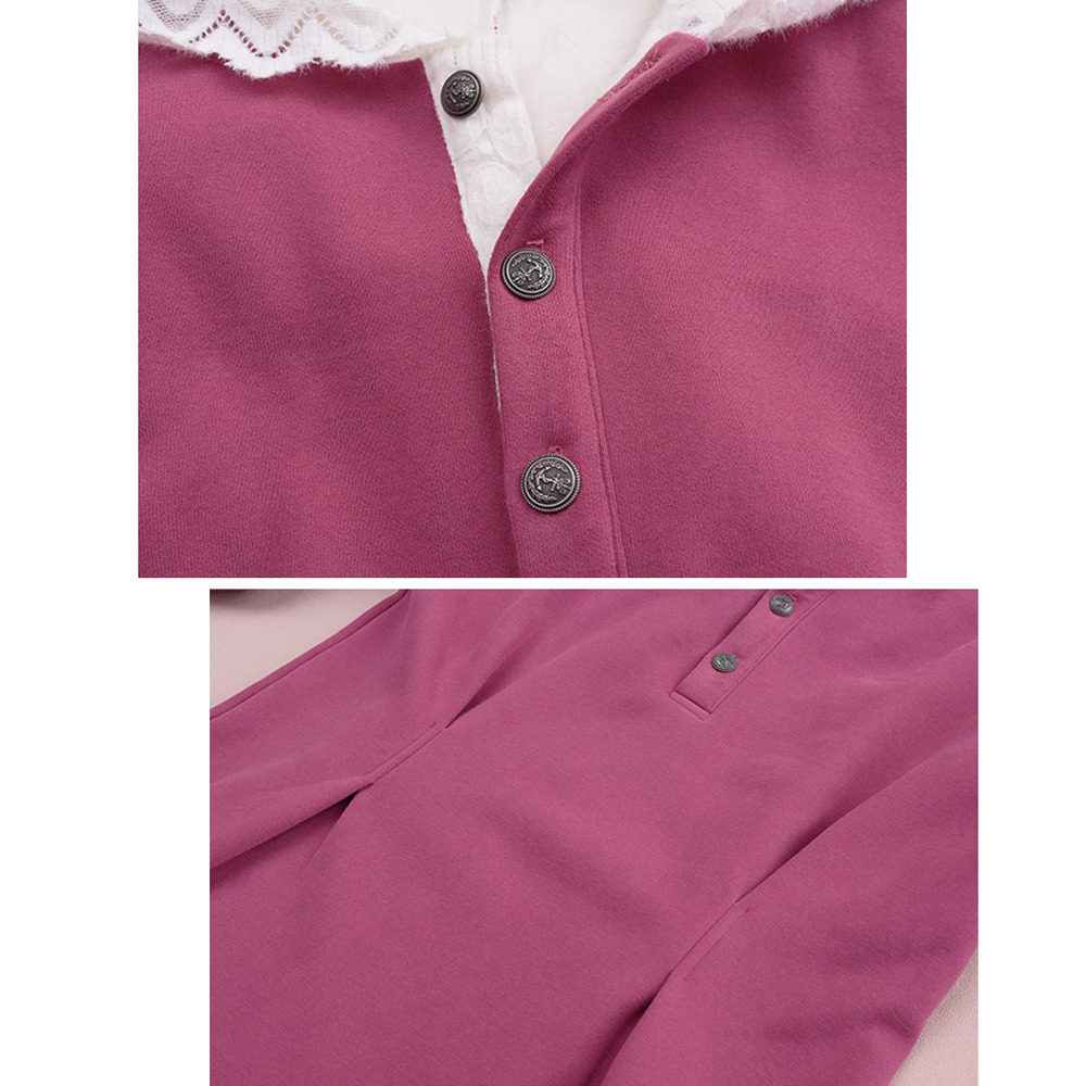 暖かくて大人可愛い起毛レースフード付き ウエストタックワンピース12