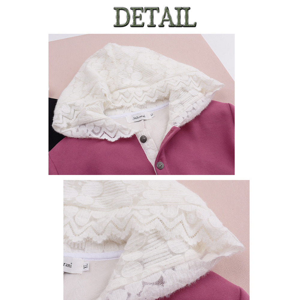 暖かくて大人可愛い起毛レースフード付き ウエストタックワンピース17