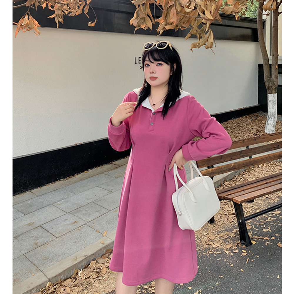 暖かくて大人可愛い起毛レースフード付き ウエストタックワンピース7