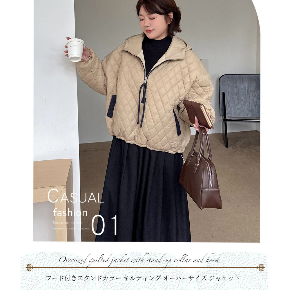 軽量で暖か!スタイリッシュなキルティング プハーフジップジャケット14