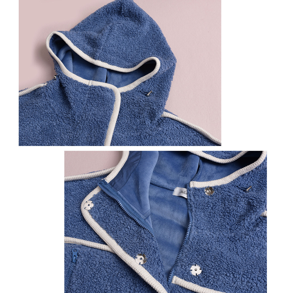 配色パイピングがアクセント!オーバーサイズ ボアフリースジャケット10