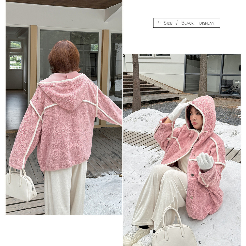 配色パイピングがアクセント!オーバーサイズ ボアフリースジャケット8