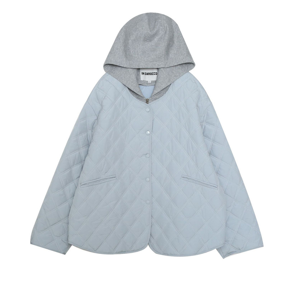 重ね着風スウェットフード付きダイヤキルティングジャケット13