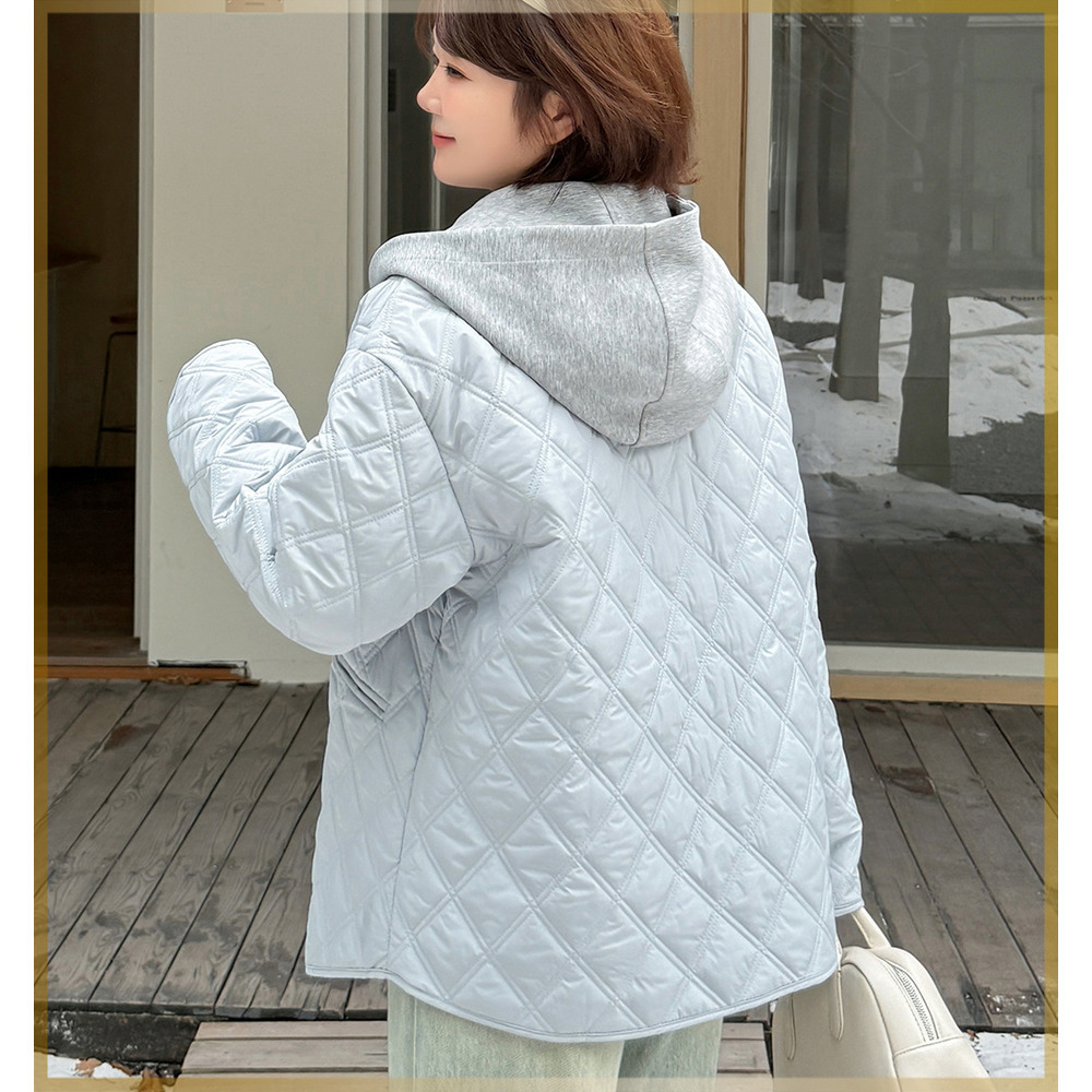 重ね着風スウェットフード付きダイヤキルティングジャケット19