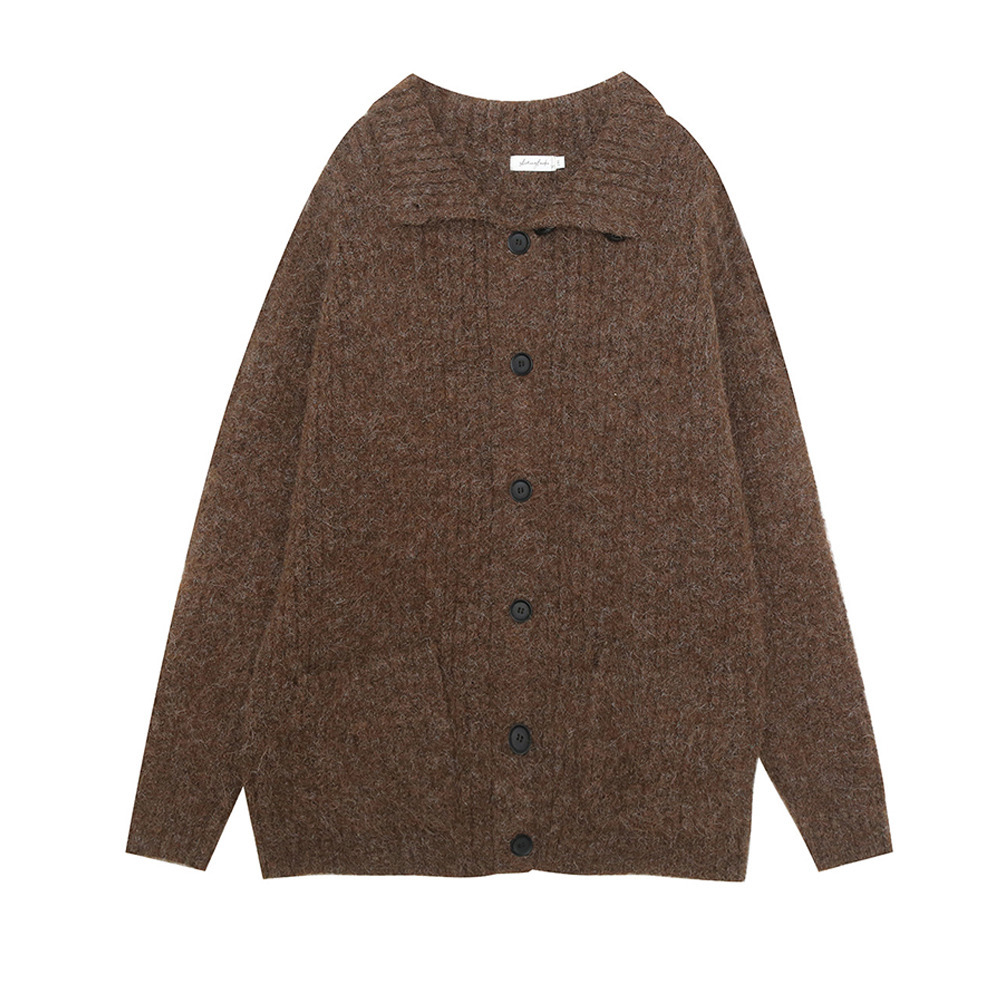 スタンドカラーとビッグカラーの2WAY シャギーニットカーディガン11