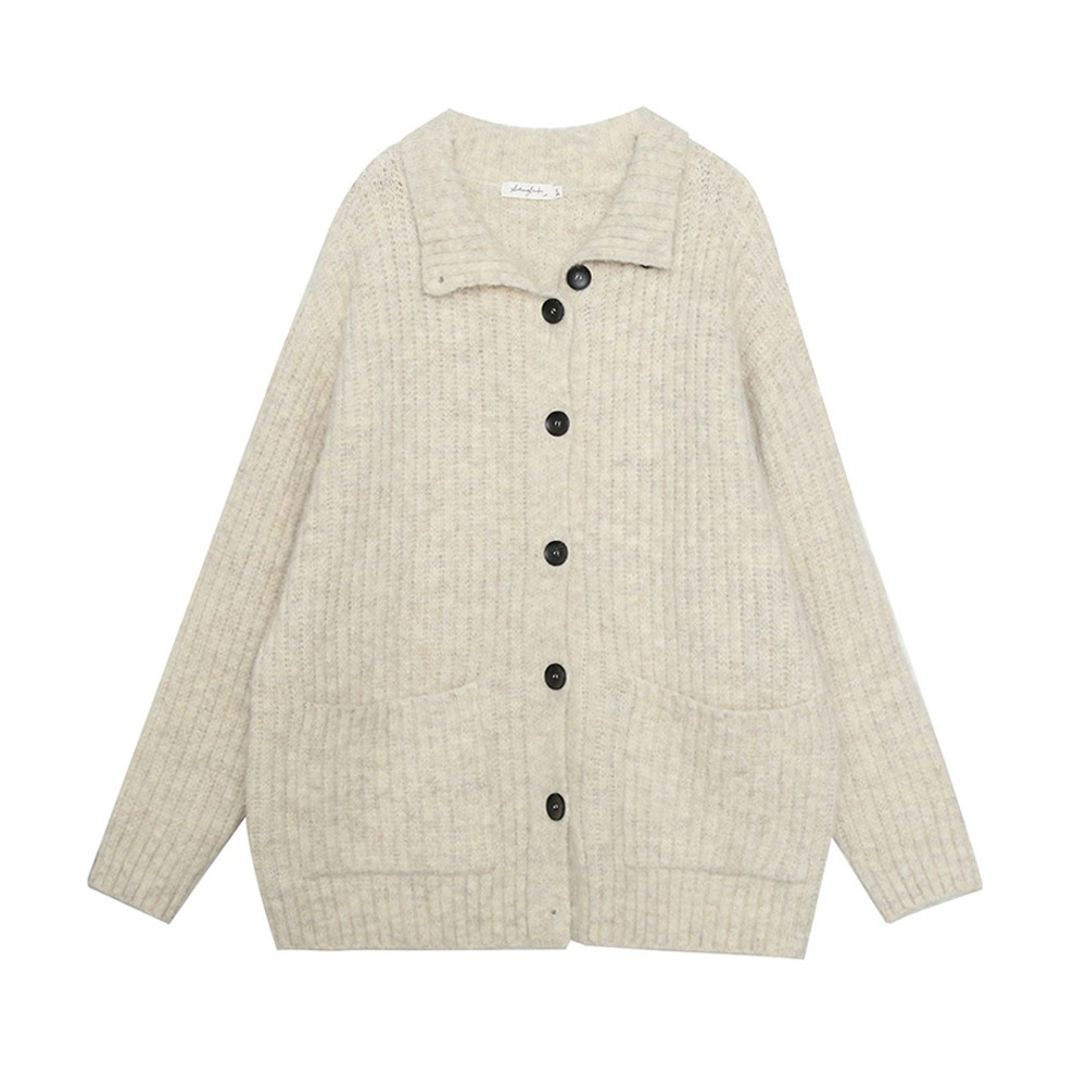 スタンドカラーとビッグカラーの2WAY シャギーニットカーディガン12