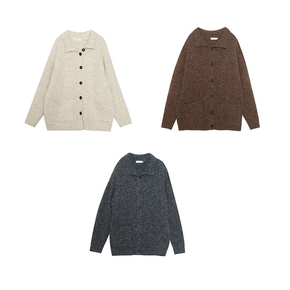 スタンドカラーとビッグカラーの2WAY シャギーニットカーディガン18