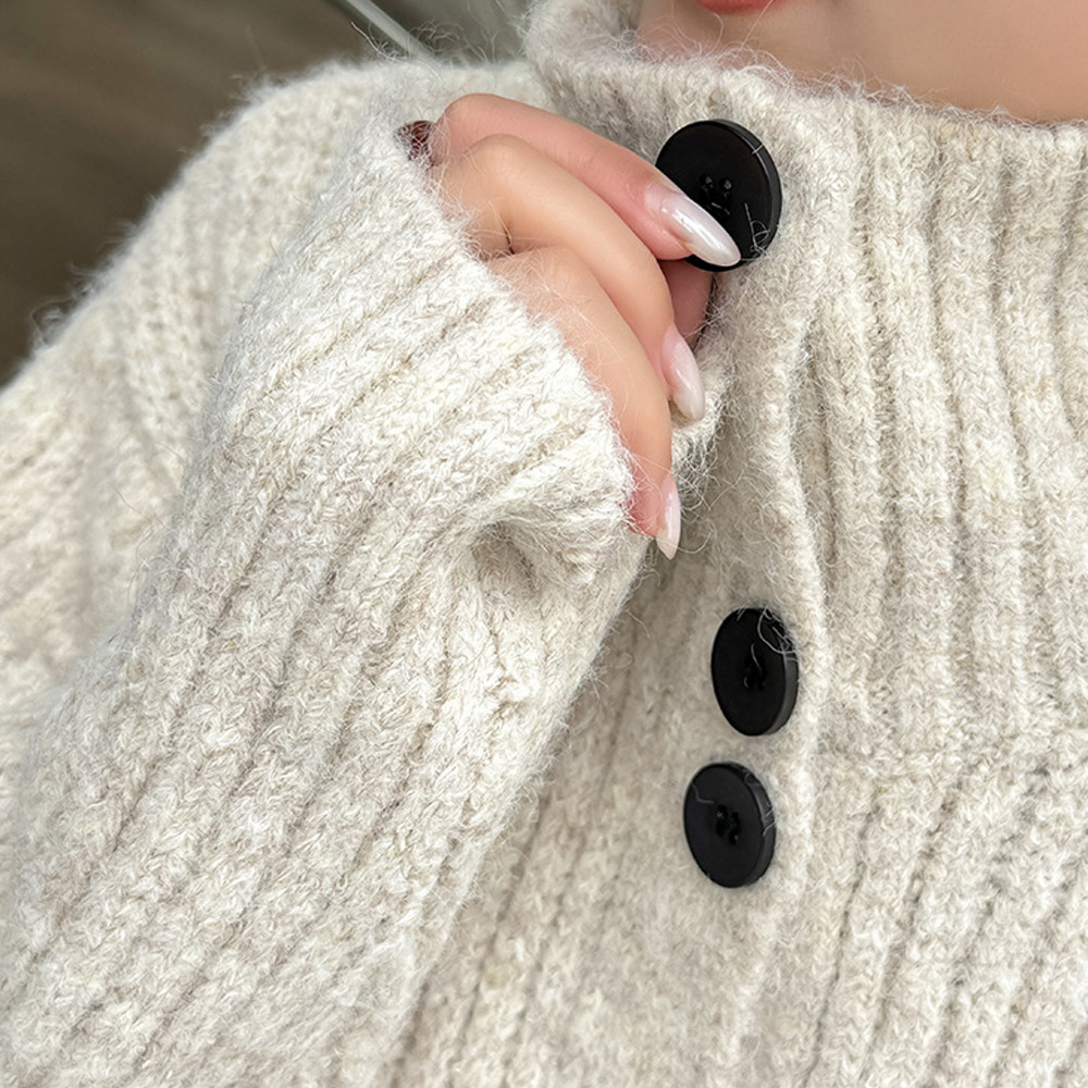 スタンドカラーとビッグカラーの2WAY シャギーニットカーディガン6